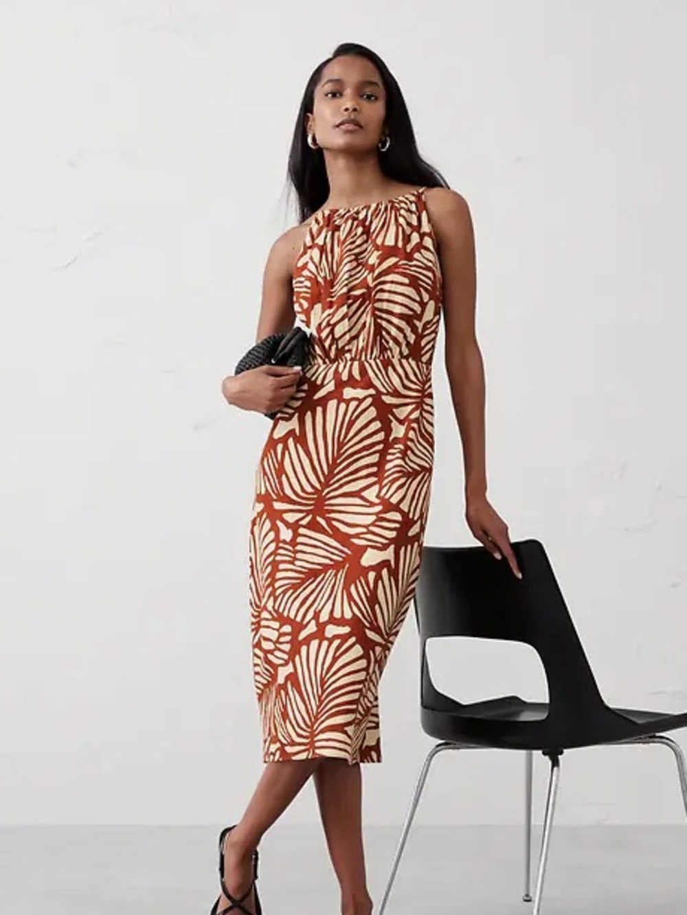 Banana Republic Linen Blend High Neck MIDI Dress Size 10 NWT - C70-002
